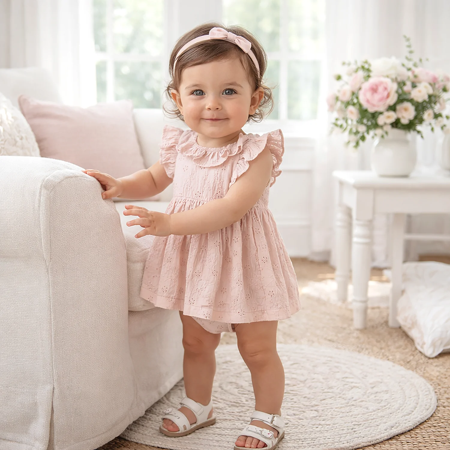 Eyelet Skirted Baby Bodysuit – Cotton - Image 3
