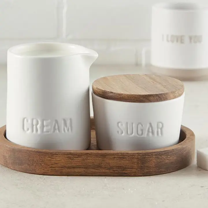Face To Face Ceramic Cream + Sugar Set 3 pc