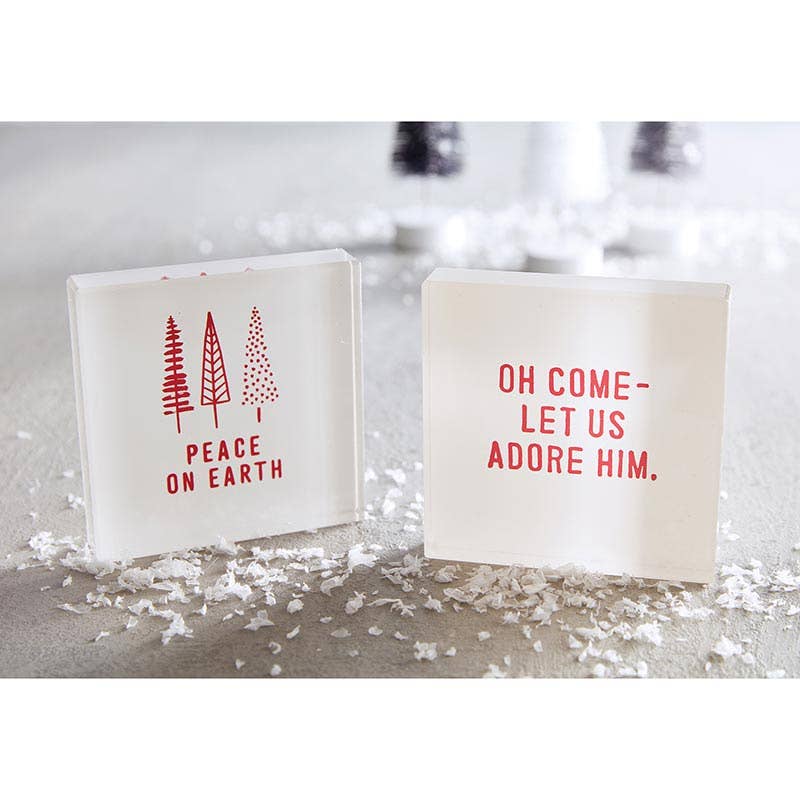 4" Peace On Earth Sq Lucite Block - Image 3