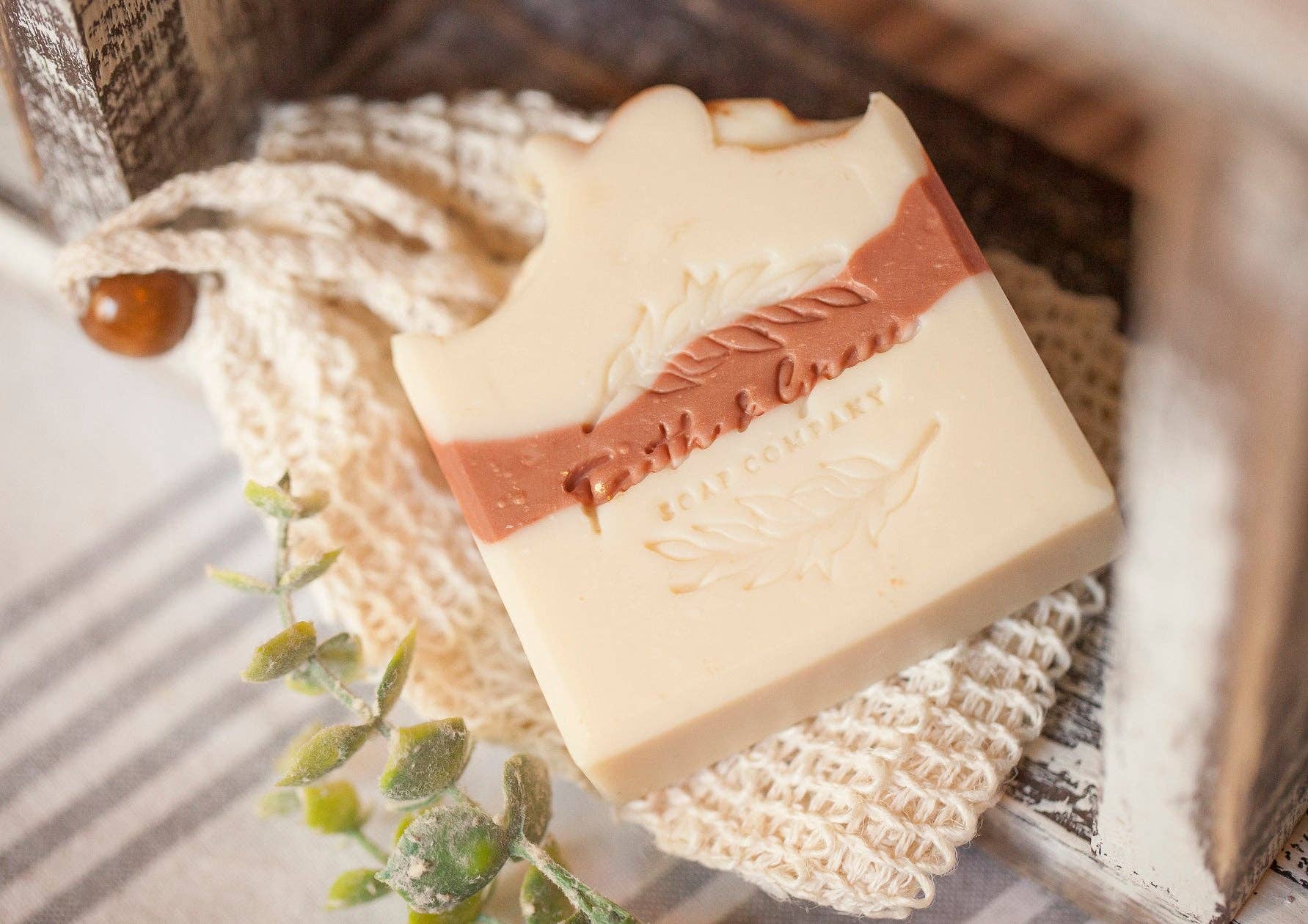 Drawstring Soap Bag, Natural Sisal, Wooden Bead - Image 2