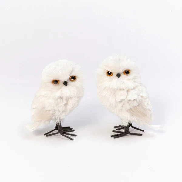 Faux Fur Owl Figurine 6.5"-Sold Separately