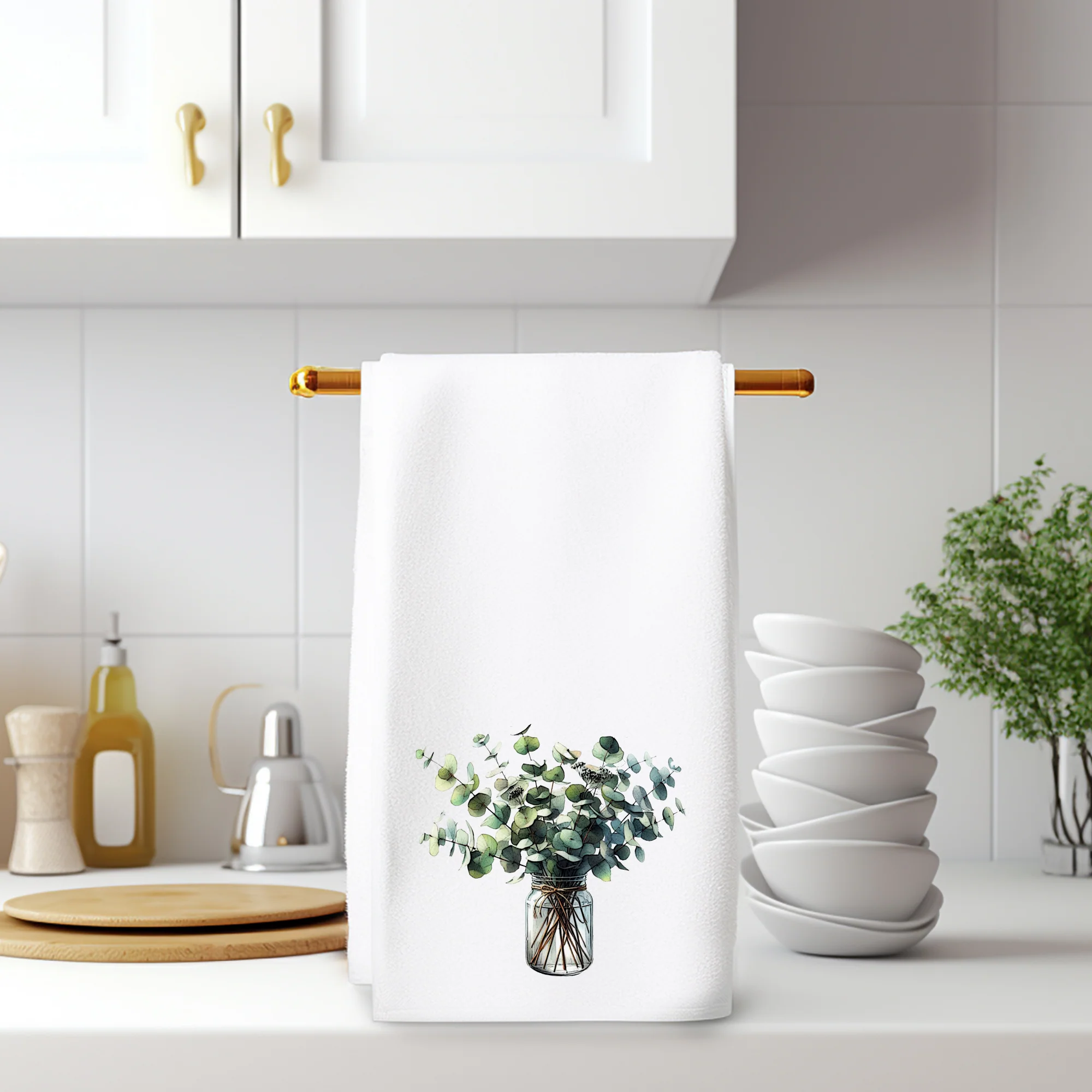 Eucalyptus Hand Towel, Botanical Bath Accent, Powder Room - Image 6