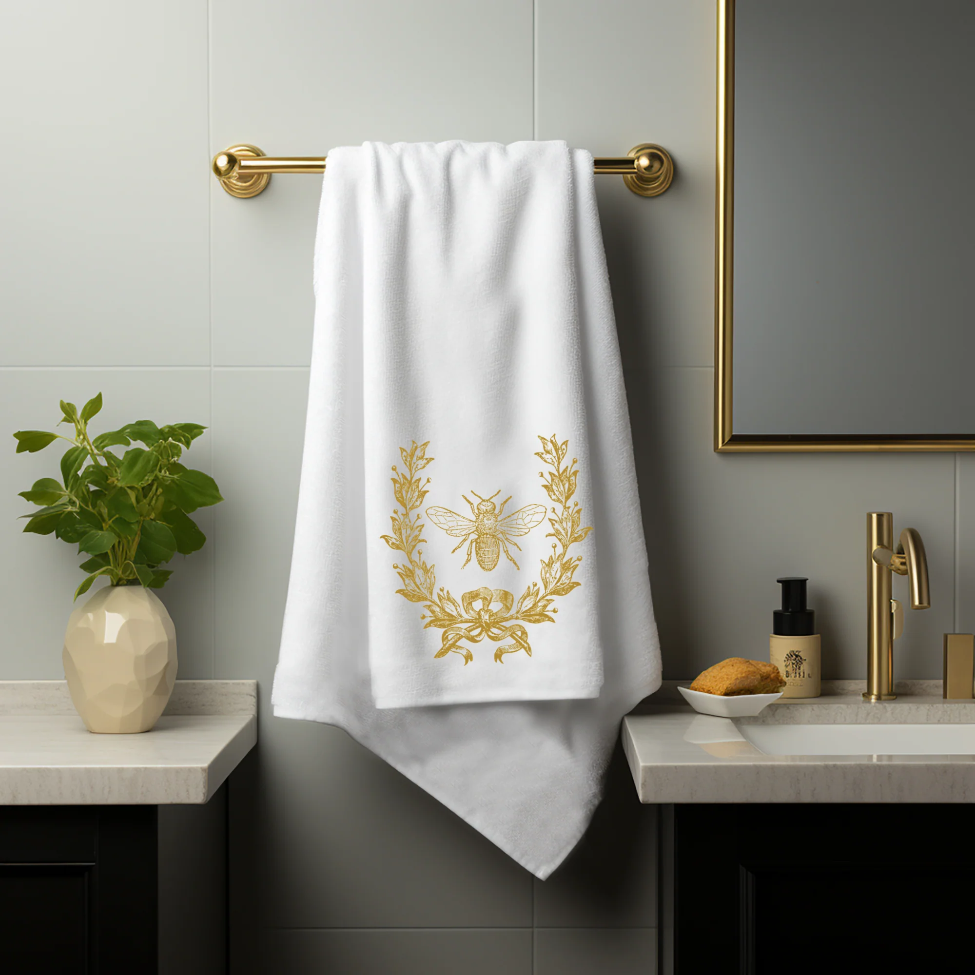 Gold Bee & Crest, French Inspired Luxury Towels, 3 Sizes - Image 9