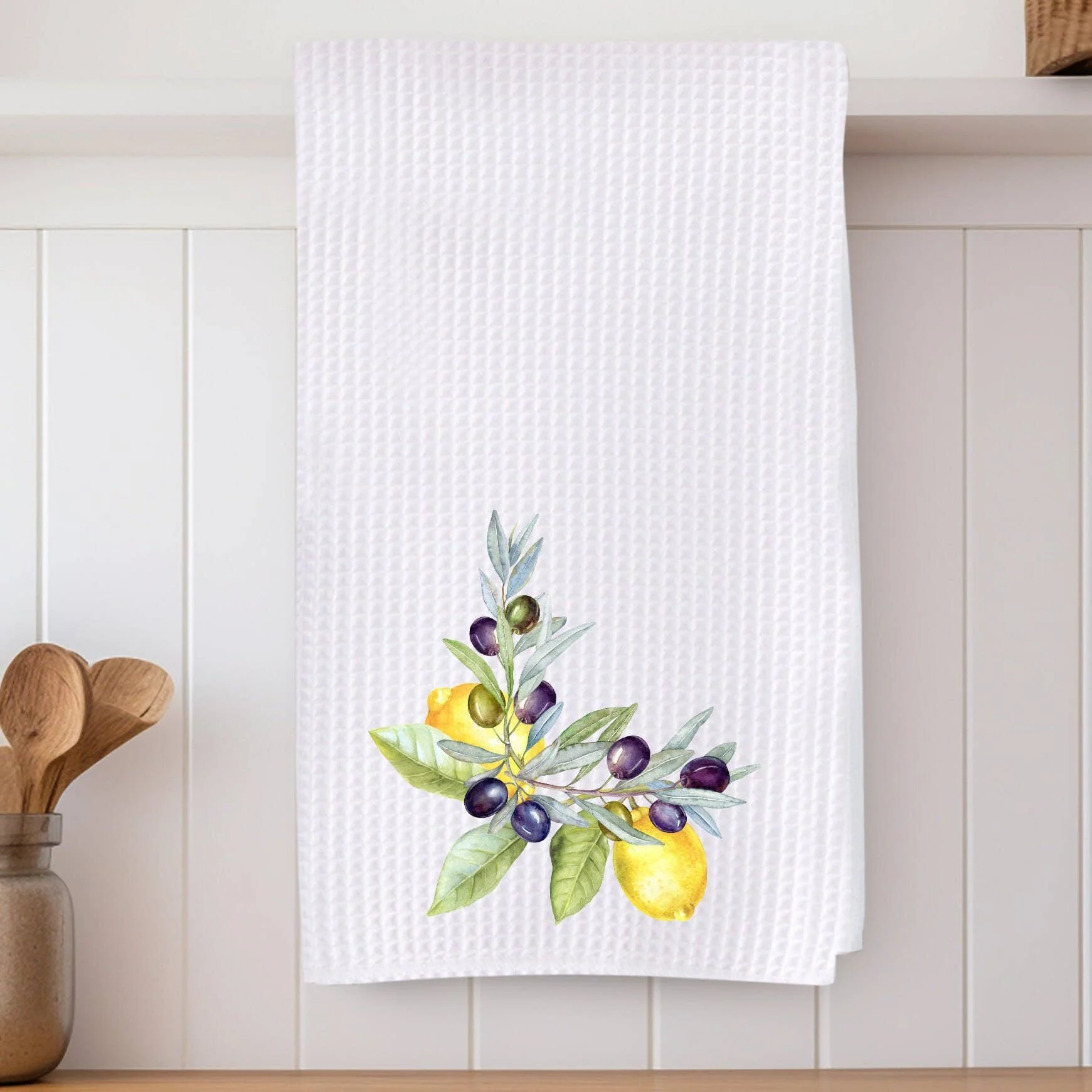 Lemon & Olive Waffle Weave Kitchen Tea Towel Farmhouse Decor - Image 7