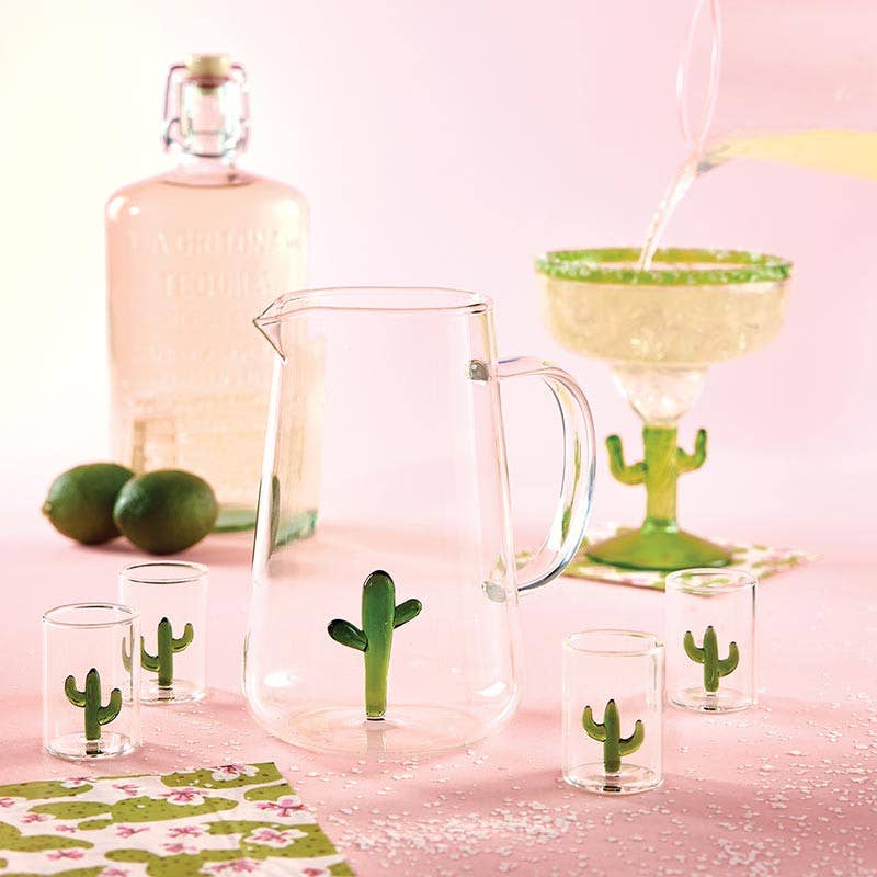 Figurine Glass Pitcher - Cactus: Glass / 36 oz, 6.5" h - Image 2