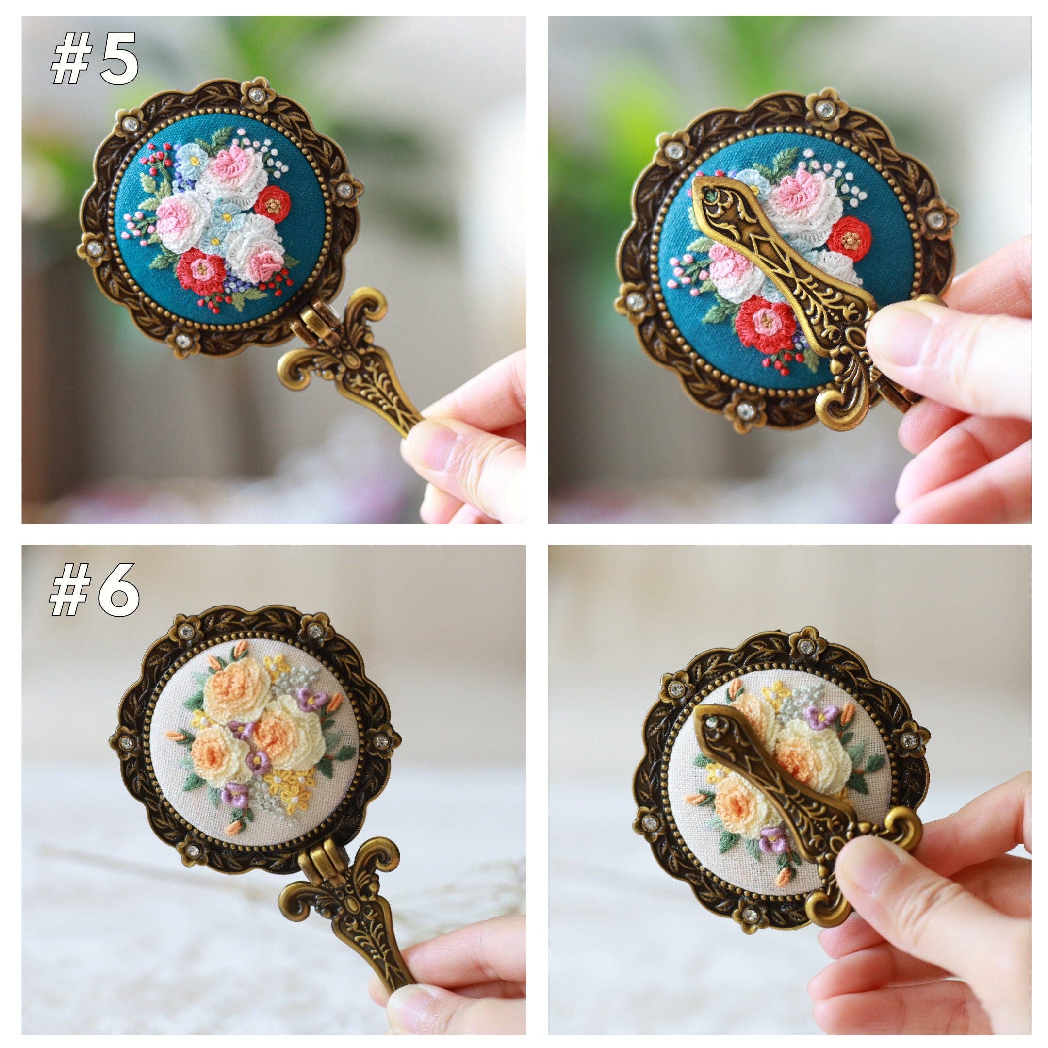 Vintage Embroidered Compact Mirror - Image 3