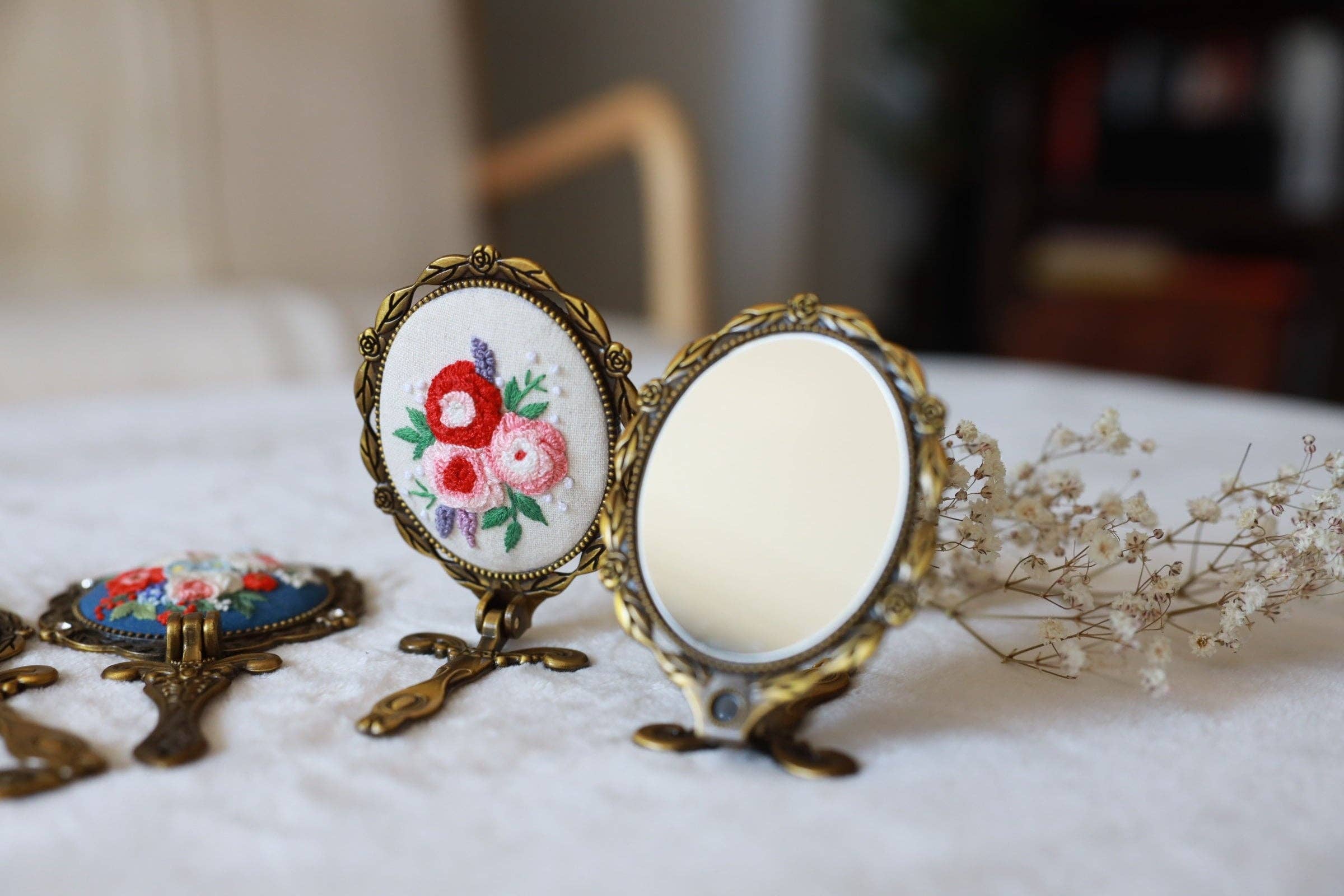 Vintage Embroidered Compact Mirror - Image 6