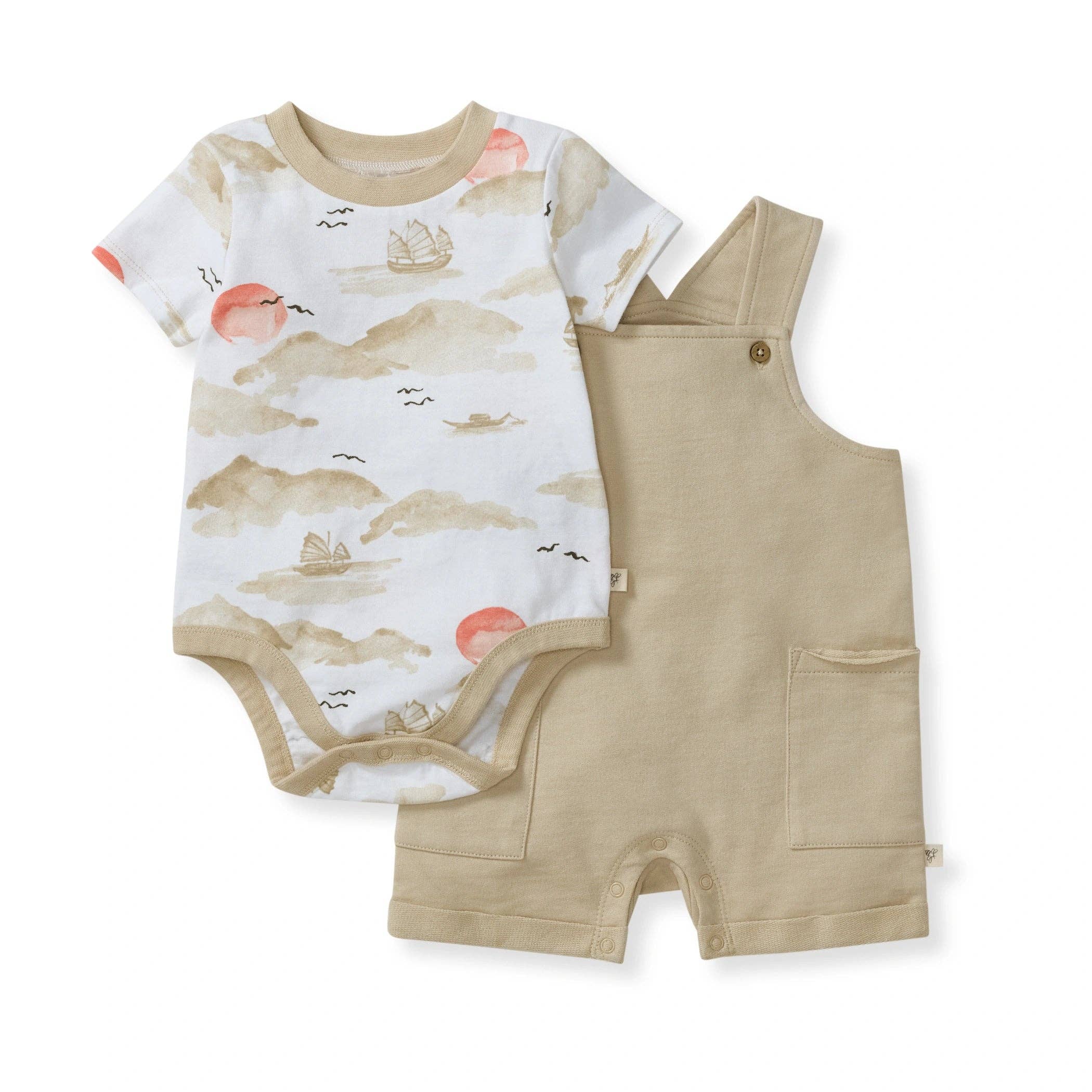 Fishing Boats Baby Boy Bodysuit & Romper Set: 0-3M
