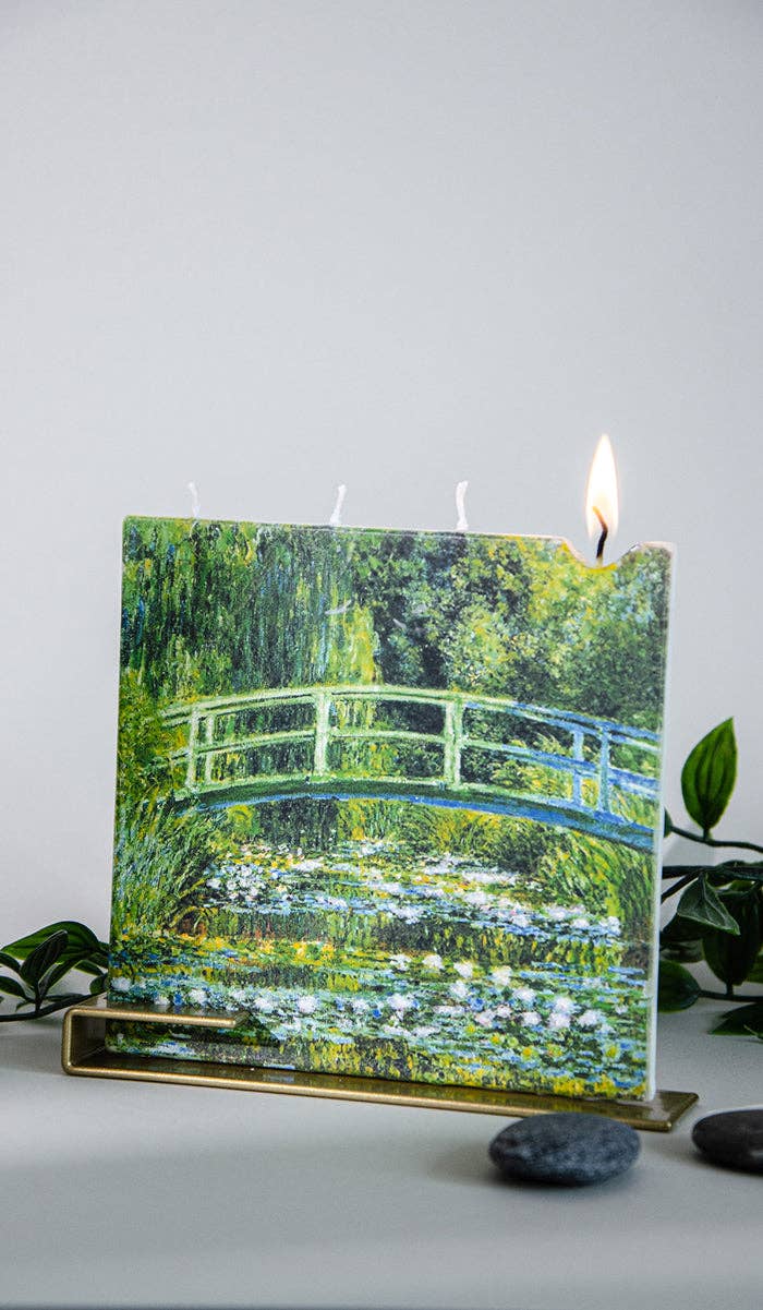 Flat Hand-Crafted 6" Square Candle - Claude Monet - Image 2