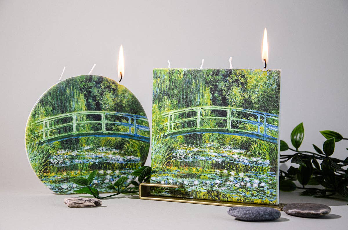 Flat Hand-Crafted 6" Square Candle - Claude Monet - Image 3