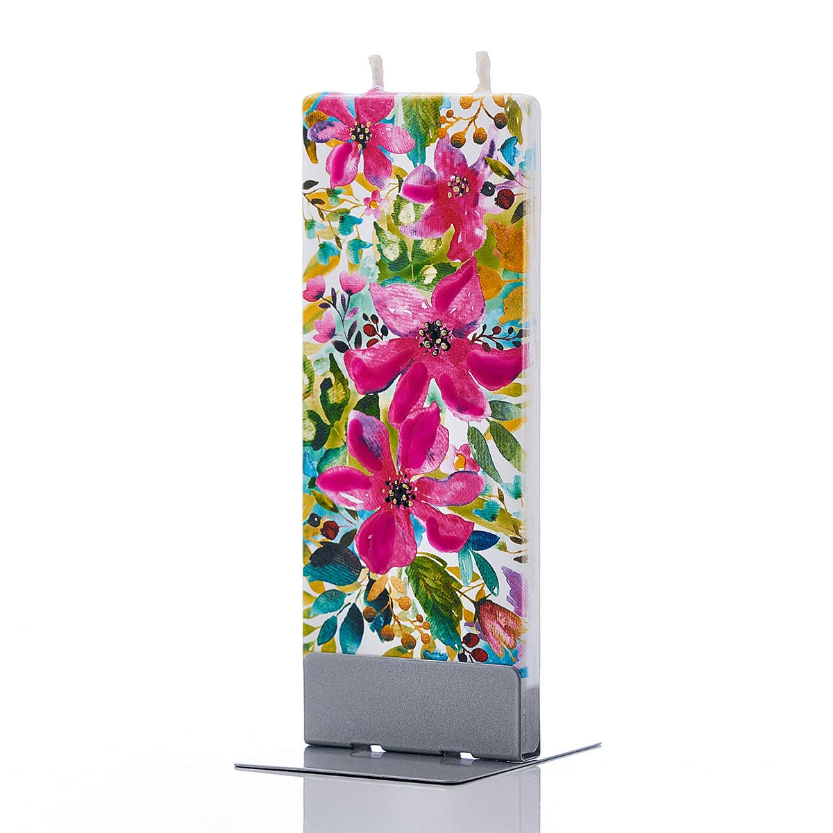 Flat Handmade Candle - All Over Pink Flowers & Greenery