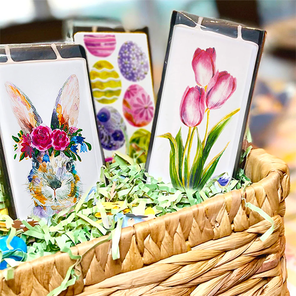 Flat Handmade Candle - Eggs in Floral Nest Easter Candle - Image 8