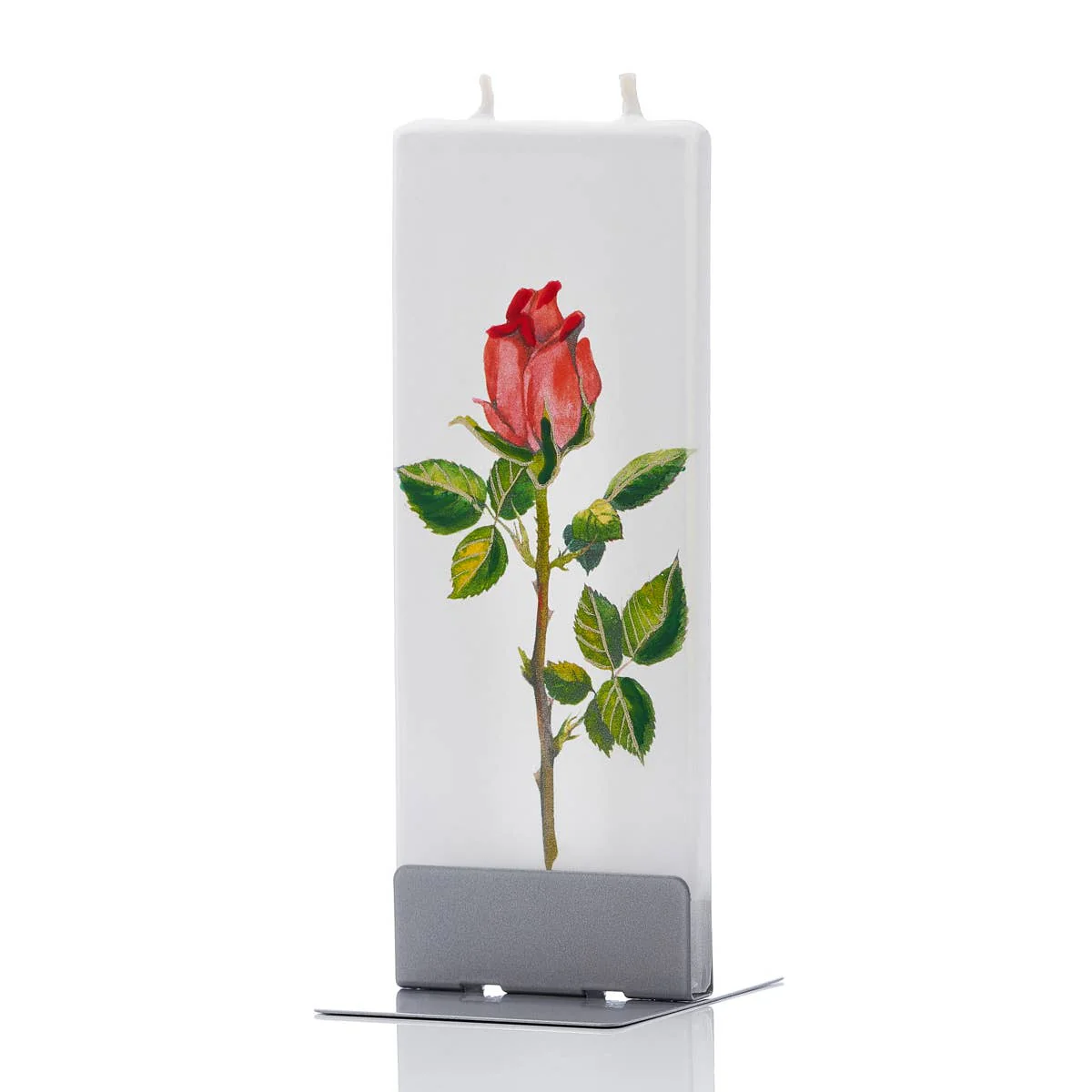 Flat Handmade Candle - Red Rose Stem