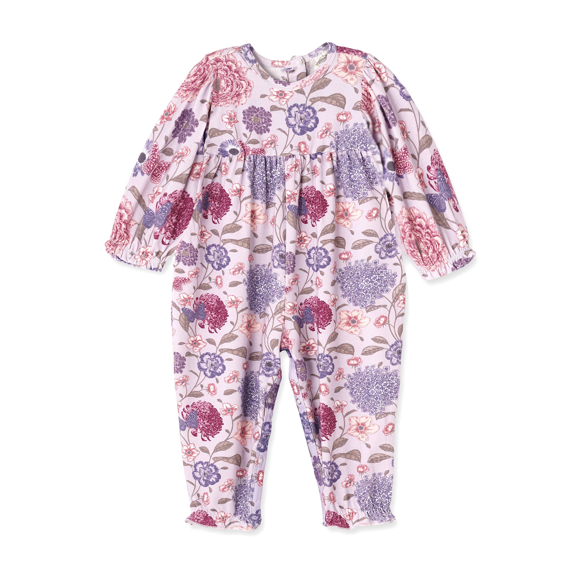 Floral Empire Baby Girl Romper – Bamboo Vintage Bloom Ruffle: 12-18M