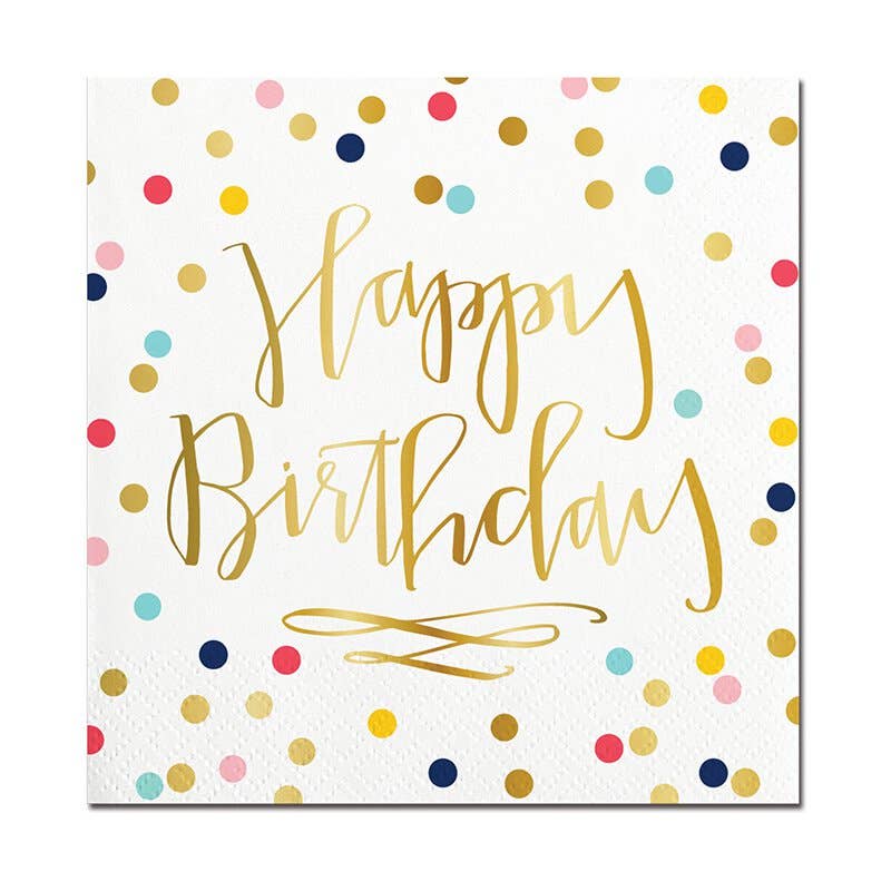 Foil Bev Napkin Happy Birthday