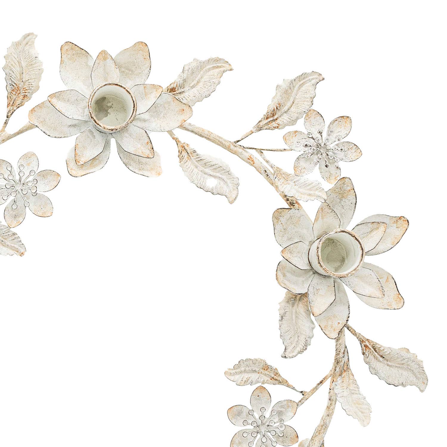 Abeline Antique Finish Floral Wreath 5 Taper Candle Holder - Image 3