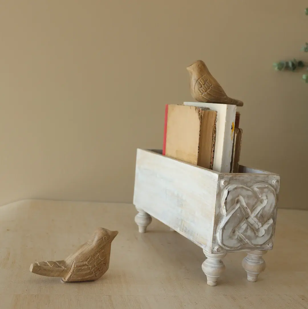 Vennie Wood Carved Decorative Bird Figures, Set Of 2 - Image 10