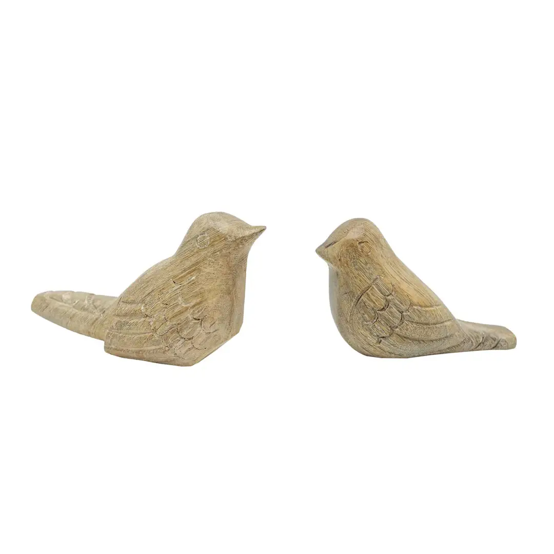 Vennie Wood Carved Decorative Bird Figures, Set Of 2 - Image 2