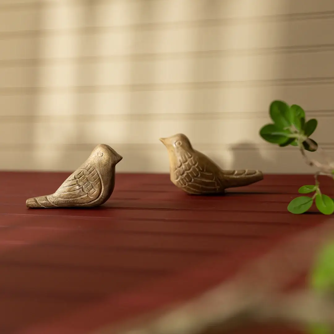Vennie Wood Carved Decorative Bird Figures, Set Of 2 - Image 7