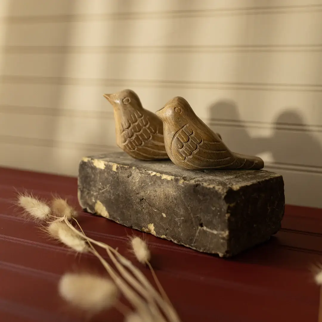 Vennie Wood Carved Decorative Bird Figures, Set Of 2 - Image 8