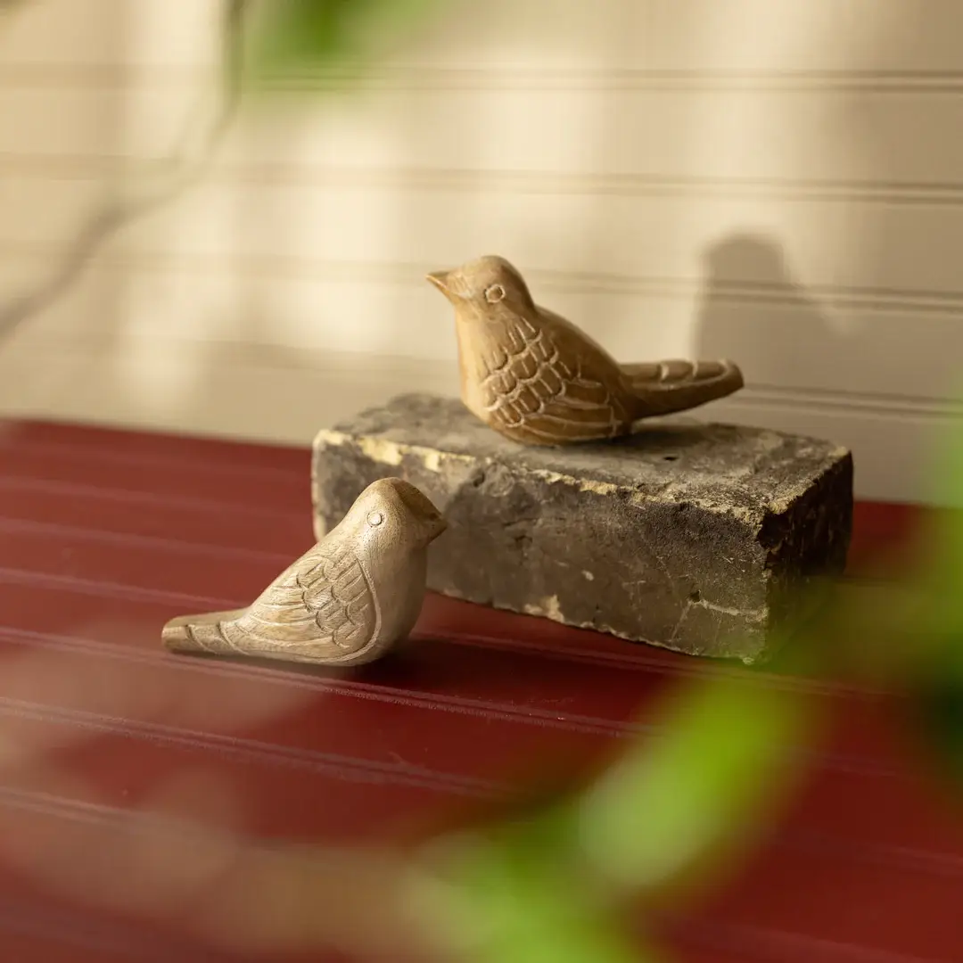 Vennie Wood Carved Decorative Bird Figures, Set Of 2 - Image 9