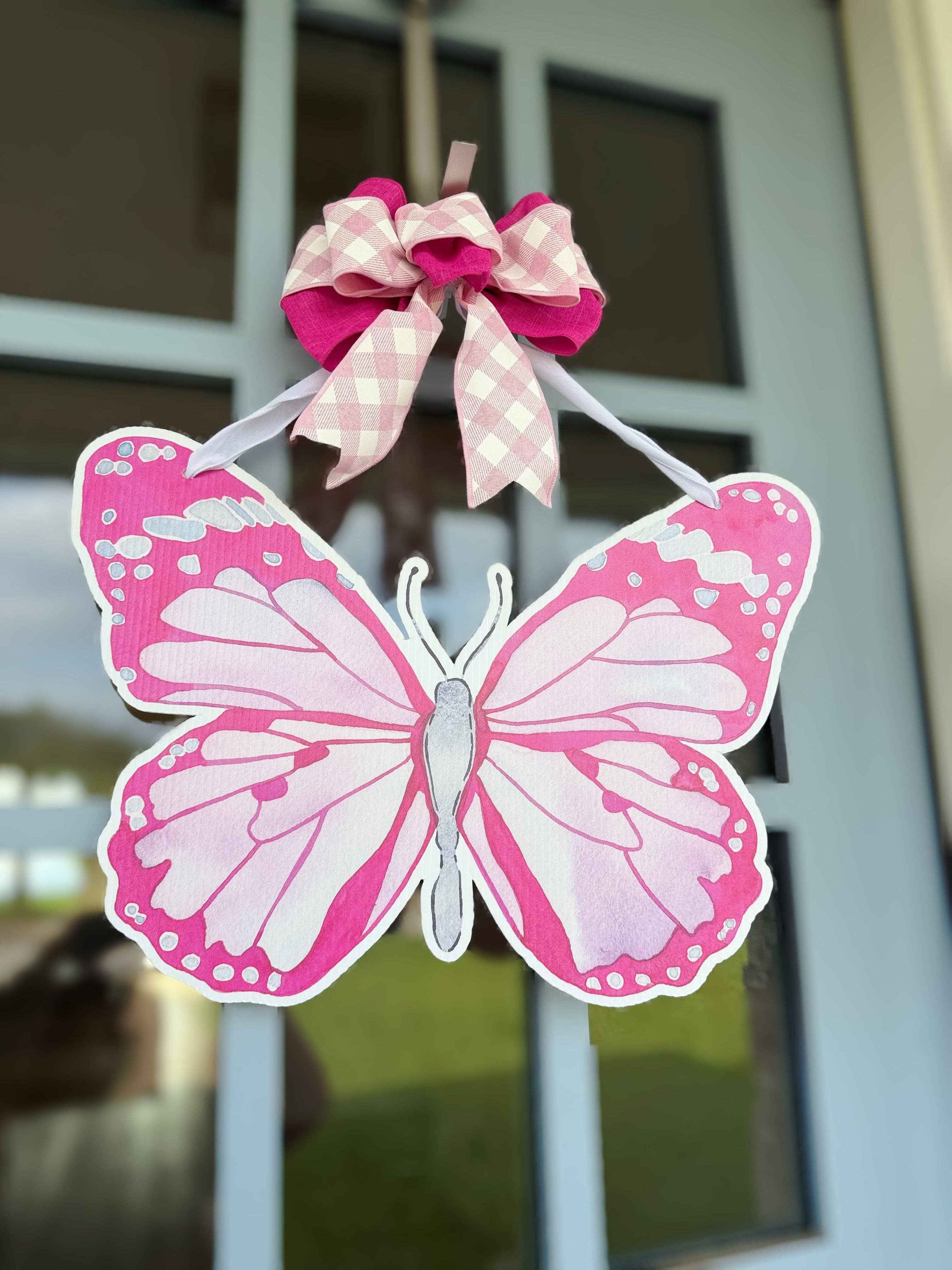 Pink Butterfly Door Hanger: With Bow - Image 4
