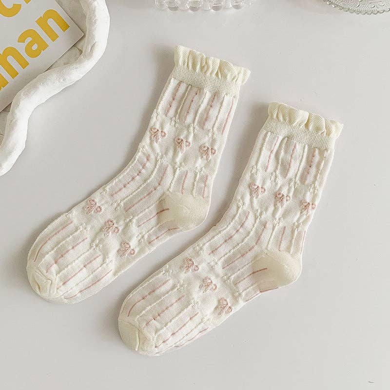 White Rolled Edge Socks for Women - Image 10