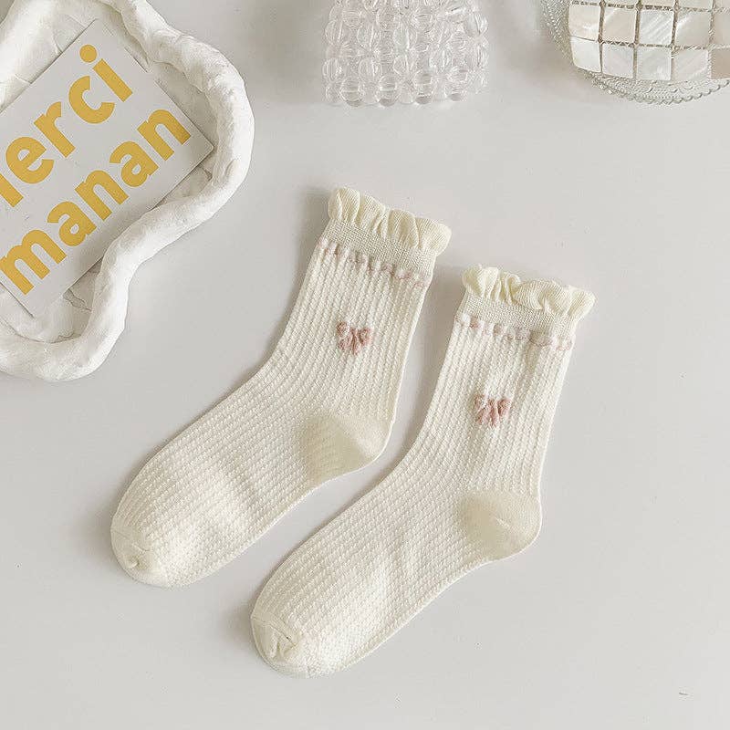 White Rolled Edge Socks for Women - Image 5