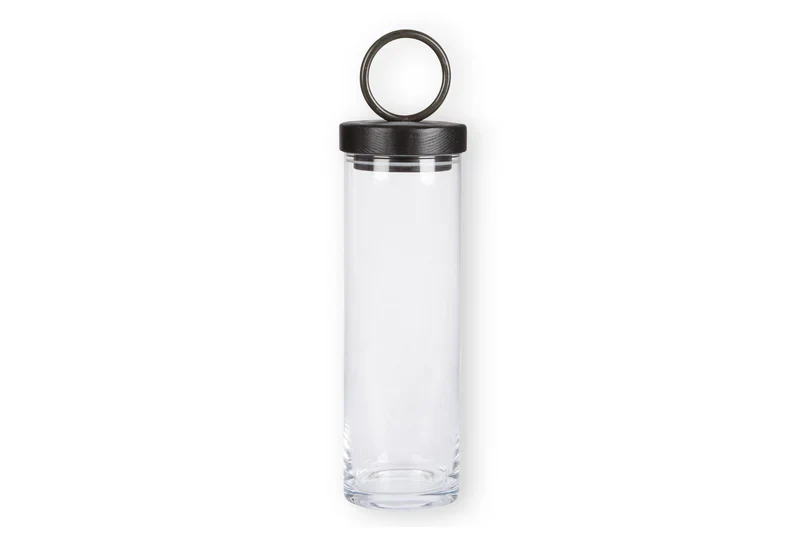 Glass Canister, Black Ring Handle (TALL)