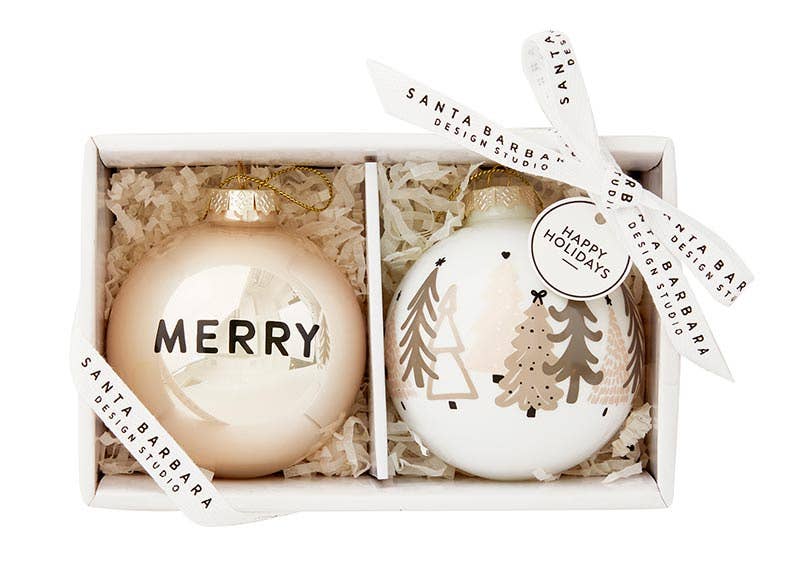 Orn Set Merry Trees Glass
