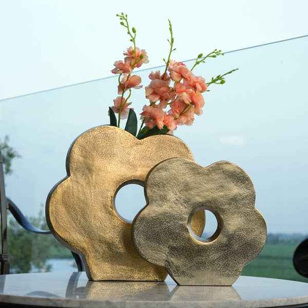 Gold Flower Shaped Vase -Large