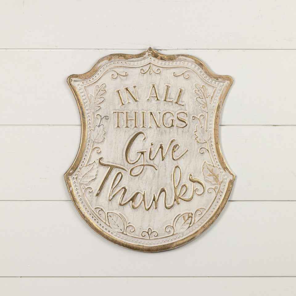 GOLD & WHITE GIVE THANKS SIGN - Image 2