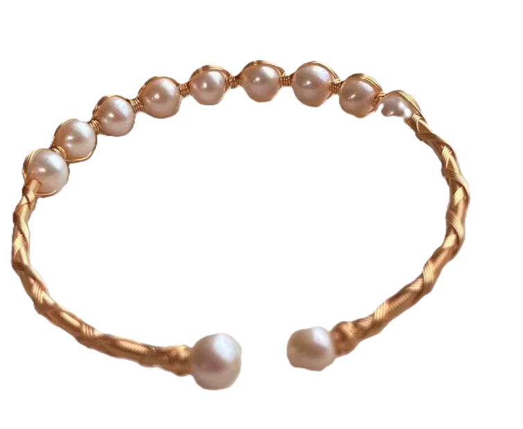 Gold wrap freshwater pearl bracelet