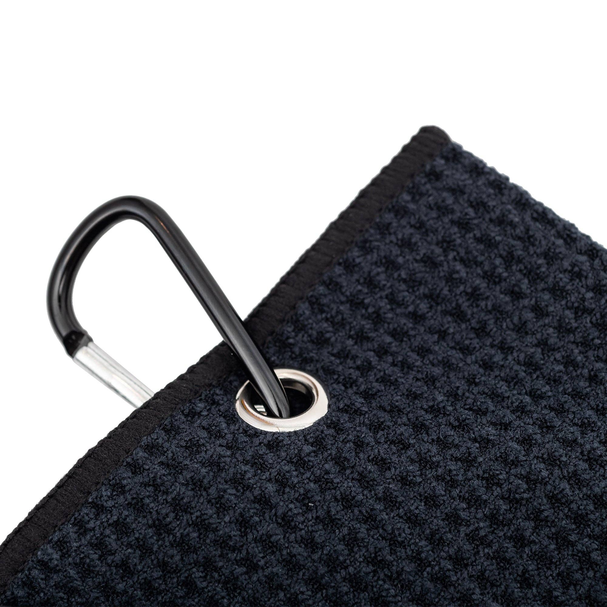 Golf Towel | Absorbent Golf Bag Towel with Carabiner: Black - Image 2