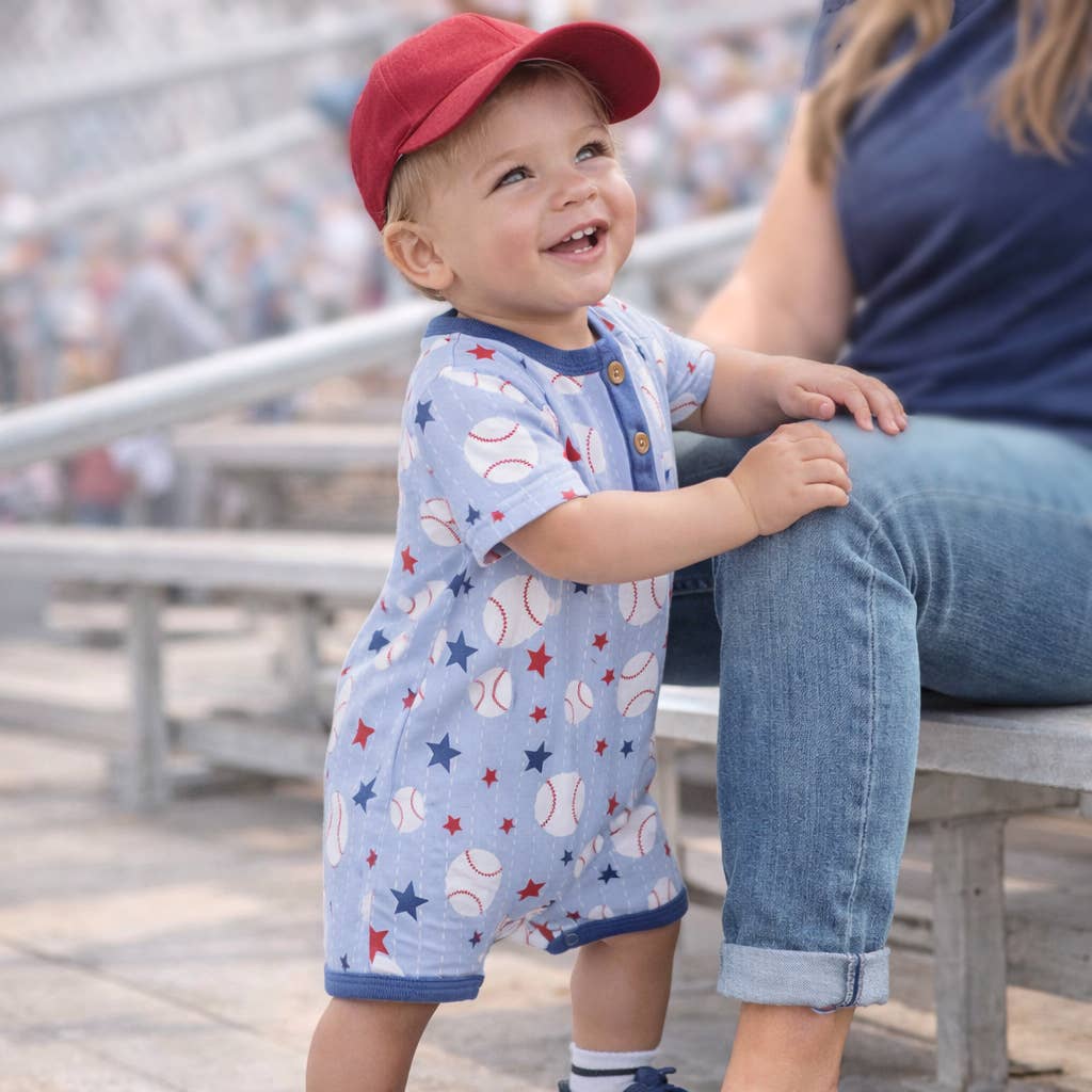 Grand Slam Baseball Bamboo Shorty Romper - Image 2