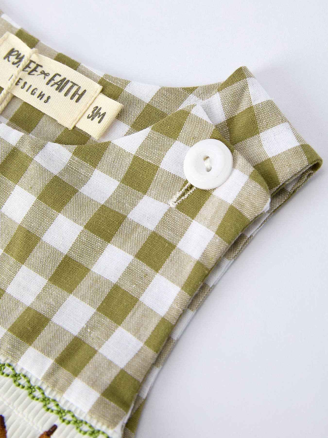 Green Plaid Fish Smocked Baby Boy Romper - Image 3