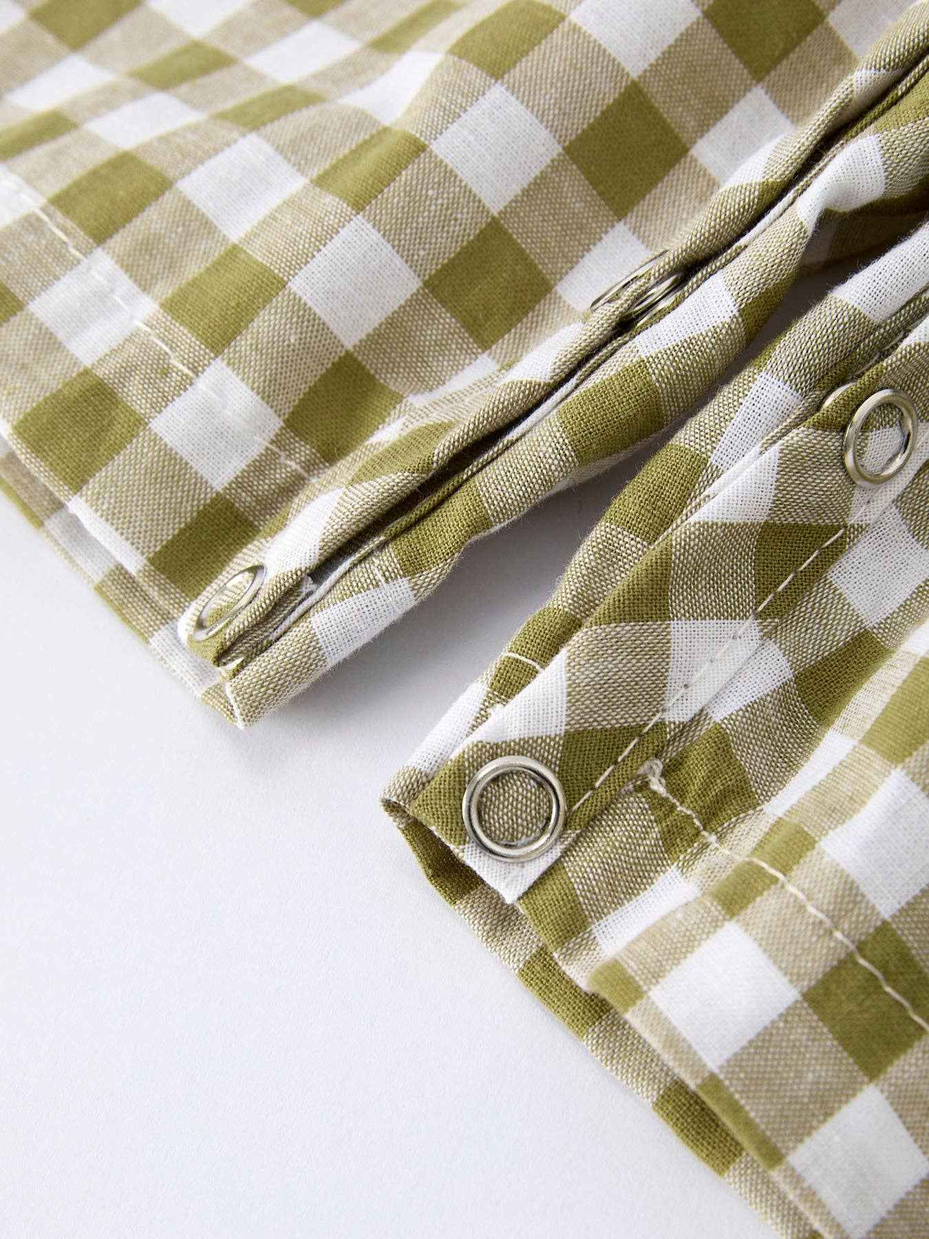 Green Plaid Fish Smocked Baby Boy Romper - Image 5