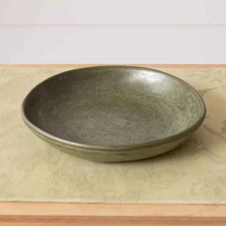 Green Reactive Glaze Ceramic Coupe Bowl