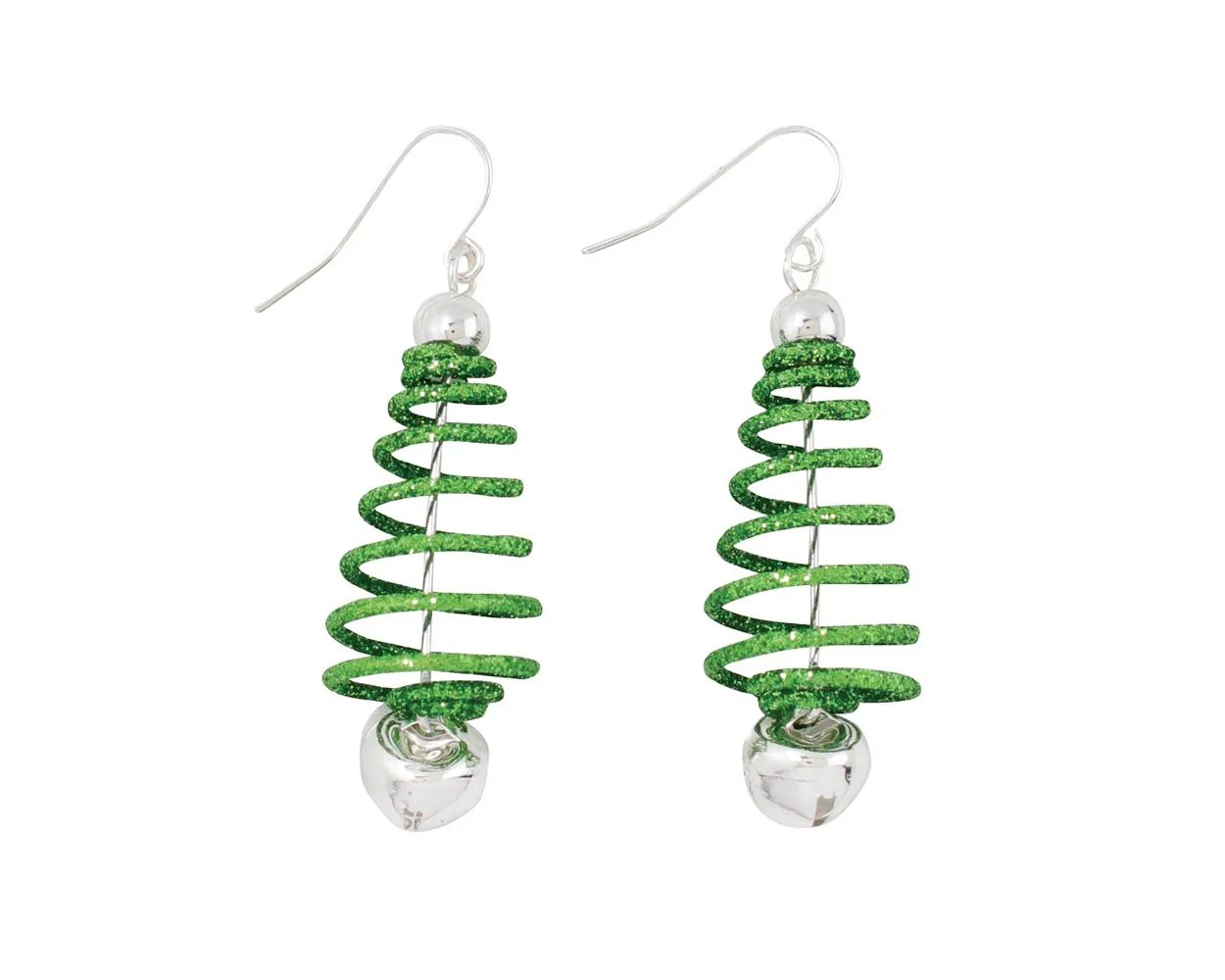 Green Spring Christmas Tree Earrings
