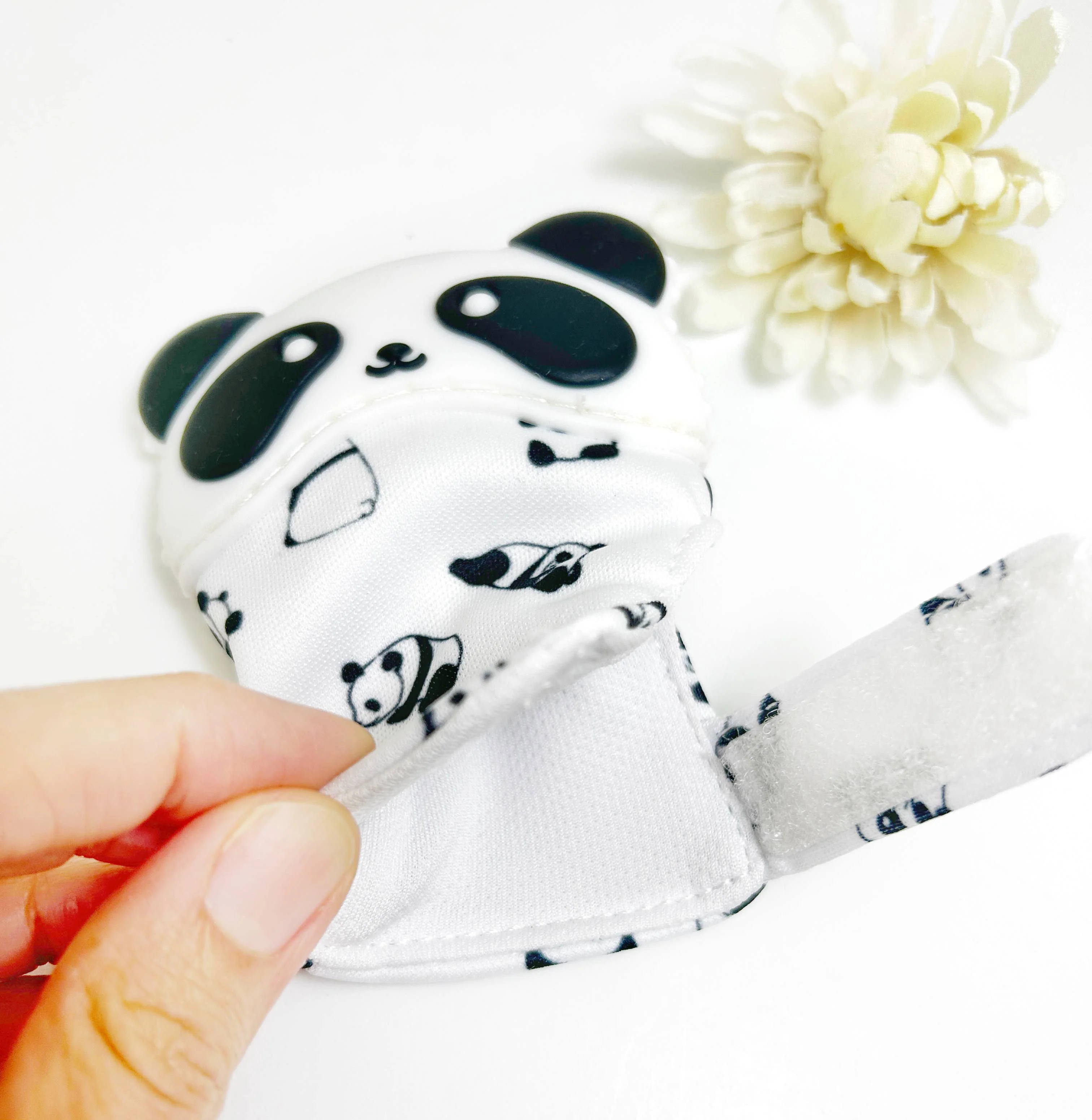 Monochromatic Panda Baby Teething Mitten - Image 3