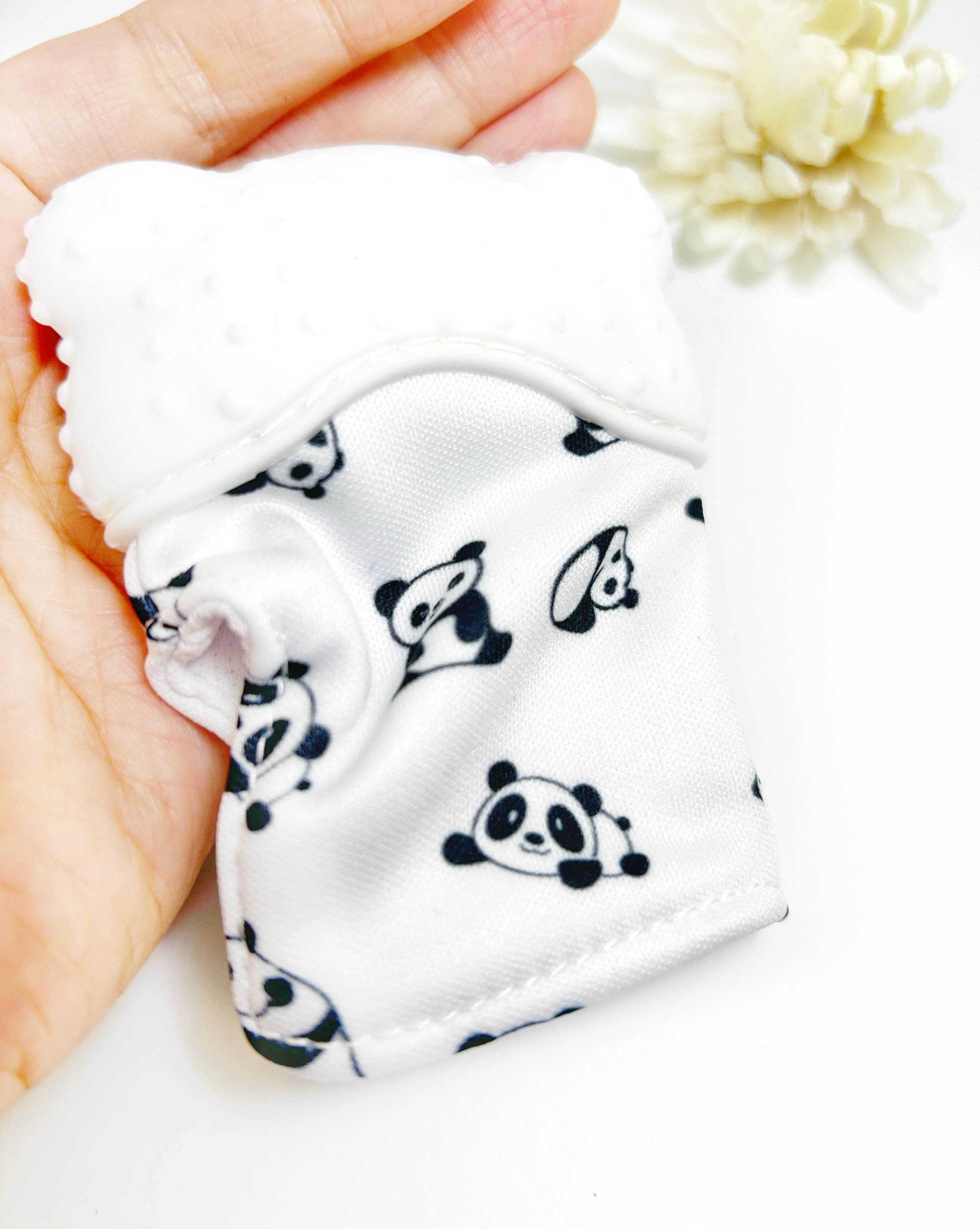 Monochromatic Panda Baby Teething Mitten - Image 4