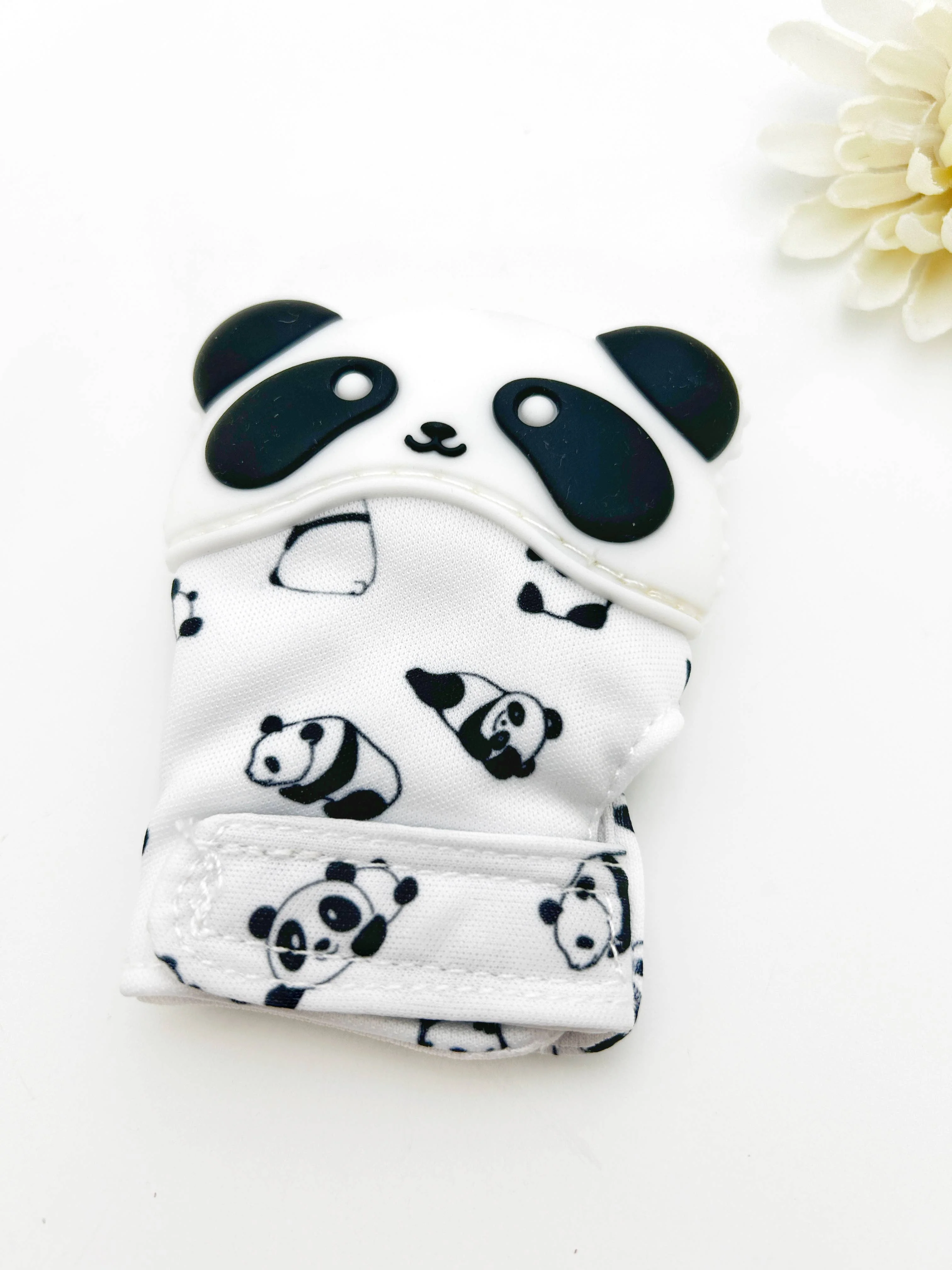 Monochromatic Panda Baby Teething Mitten - Image 6