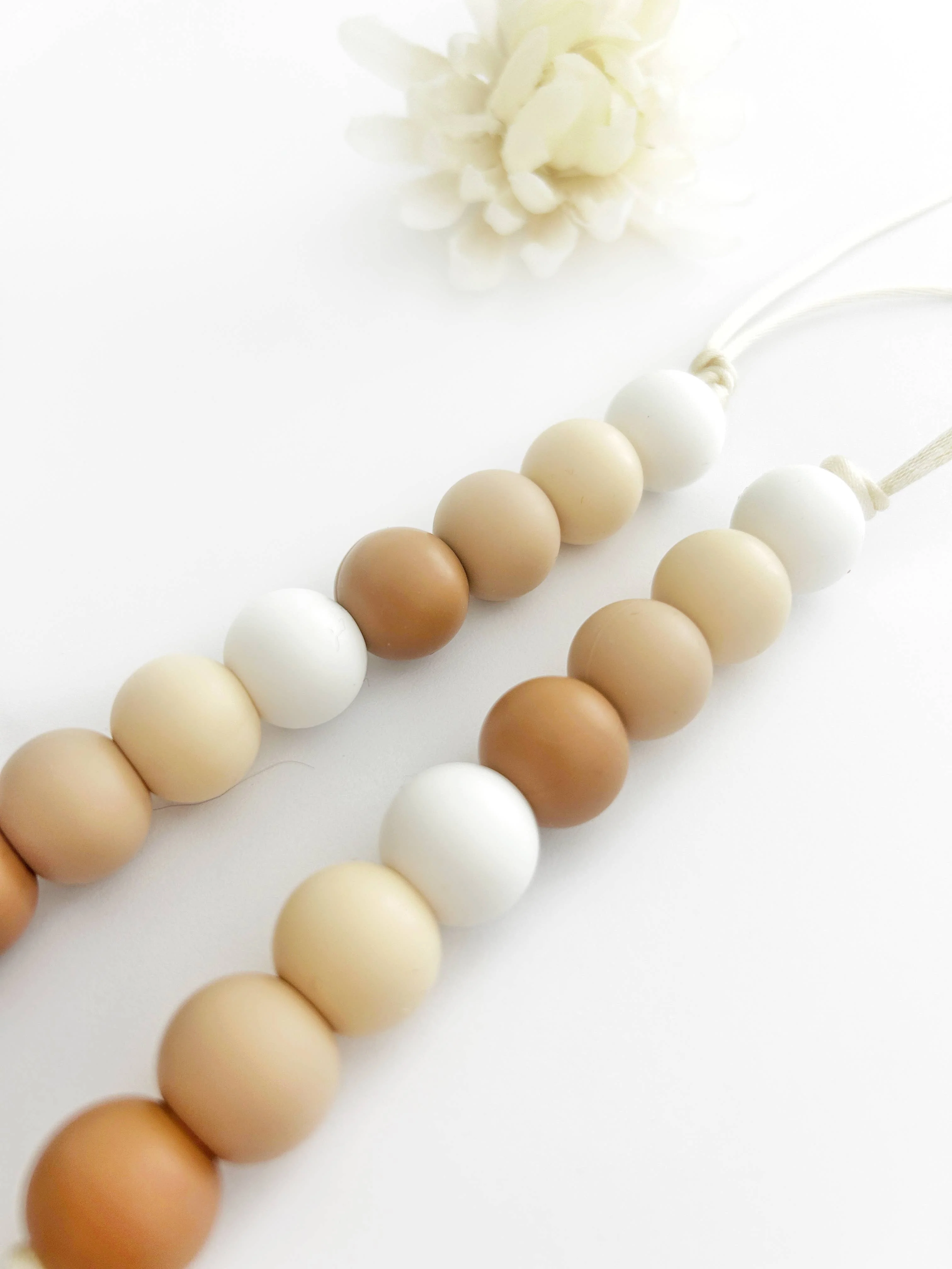 Neutral Beige Silicone Beaded Pacifier Clip - Image 6