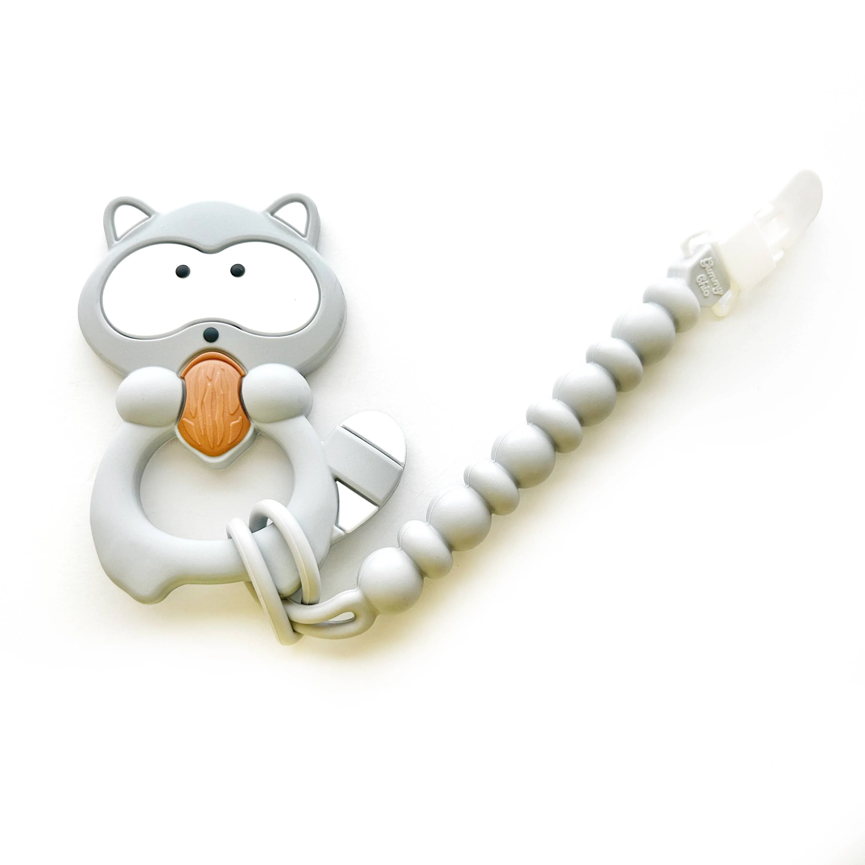 Raccoon Woodland Creature Silicone Teething Toy with Clip - Image 6