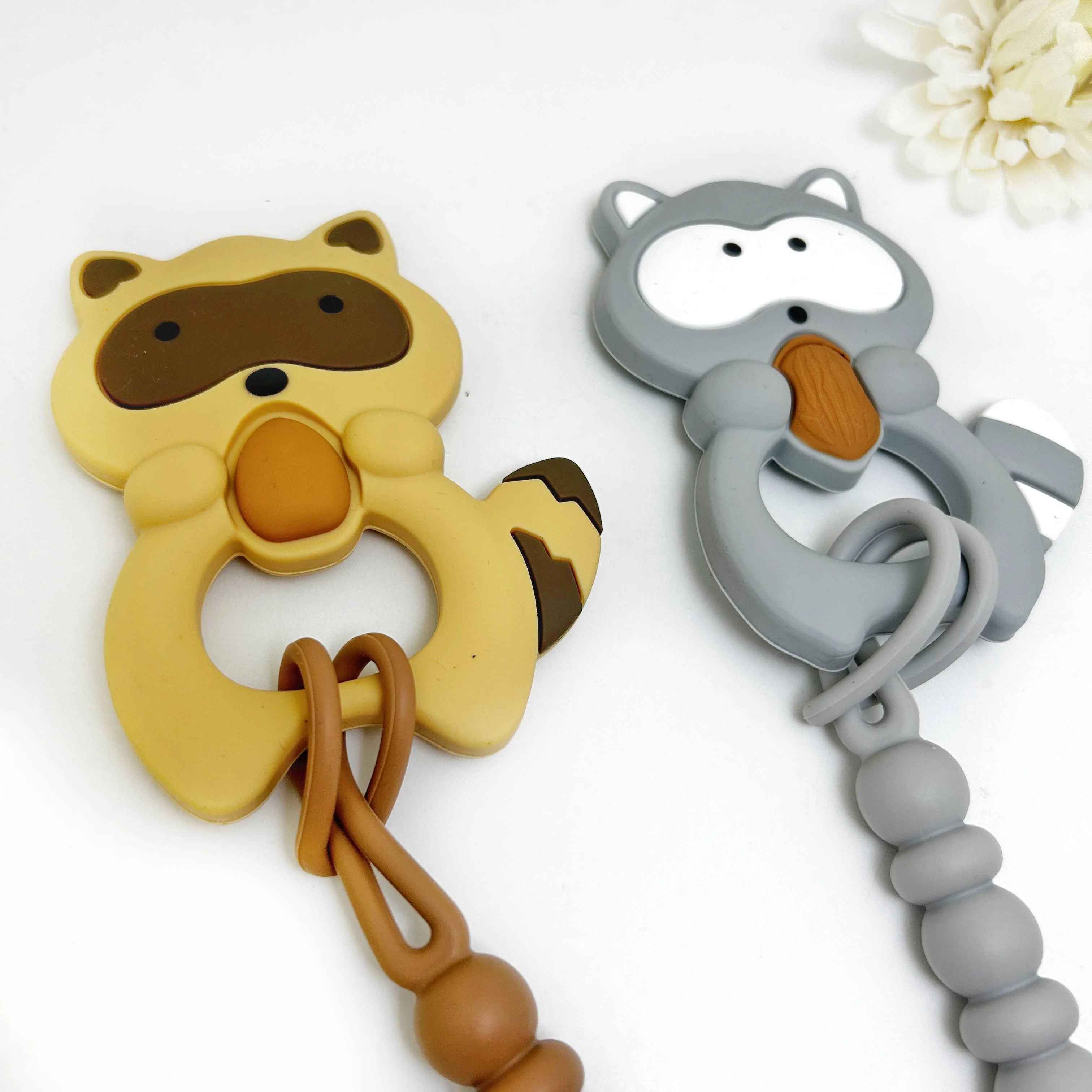 Raccoon Woodland Creature Silicone Teething Toy with Clip - Image 8