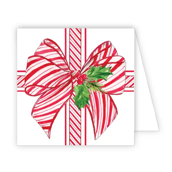 Hand Painted Red Striped Bow Enclosure Card
