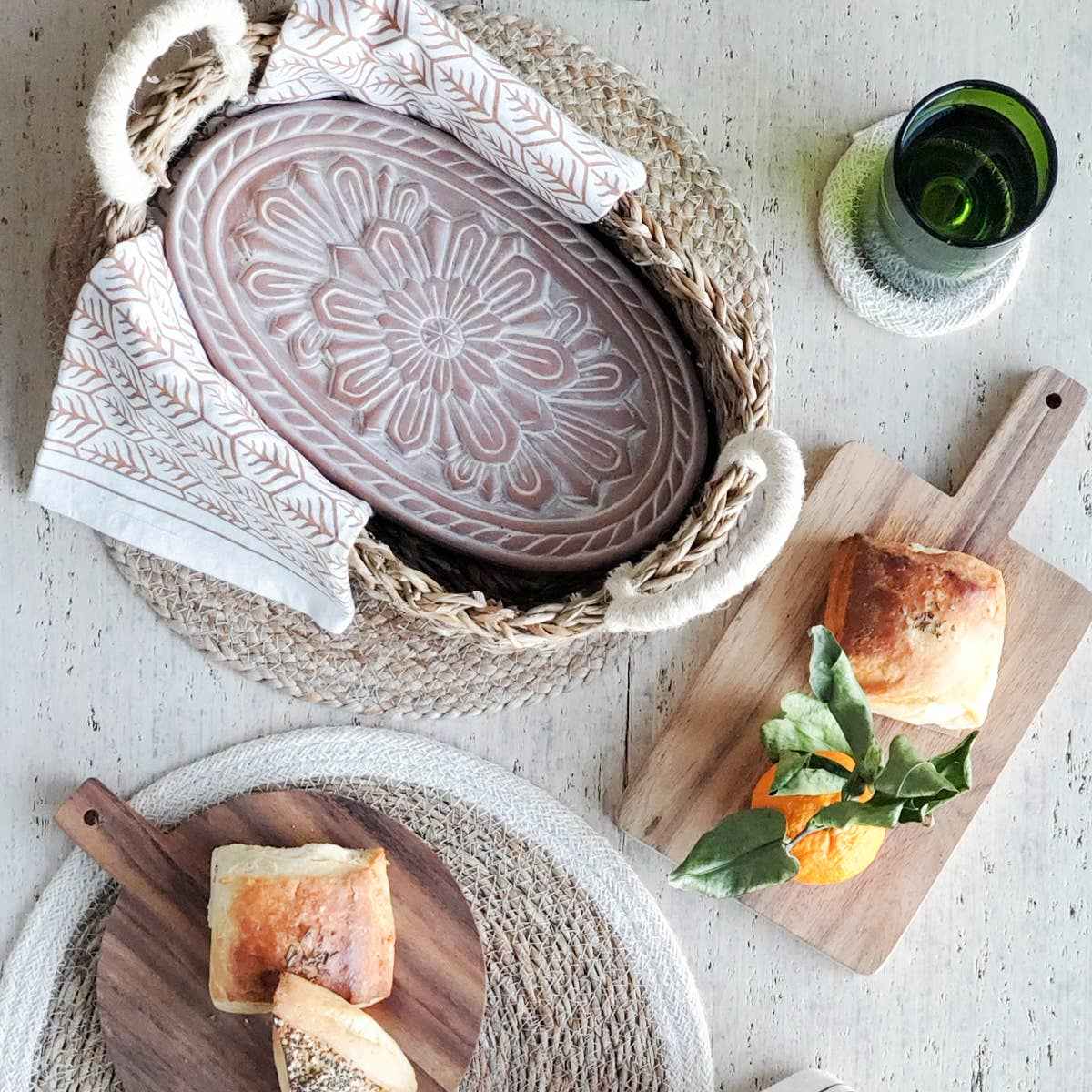 Handmade Bread Warmer & Wicker Basket - Flower - Image 4