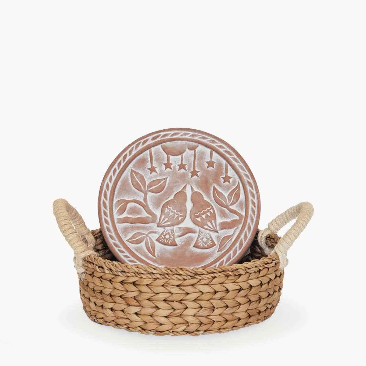 Handmade Bread Warmer & Wicker Basket - Lovebirds Round - Image 4