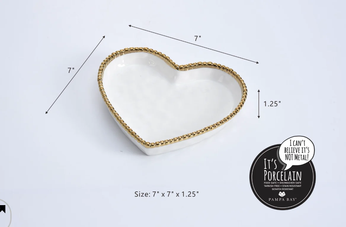 Heart Dish - White with Gold Trim - Image 2