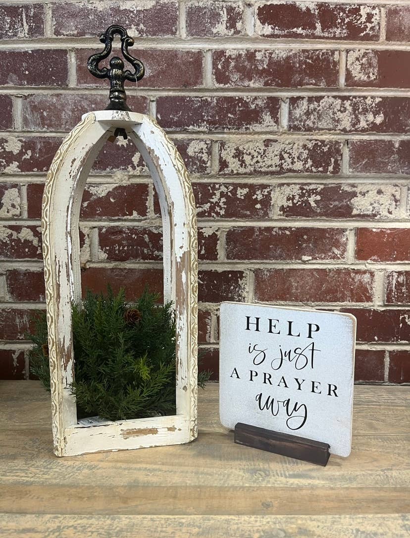 Help Is Just a Prayer Away Farmhouse Sign with Brown Stand - Image 2